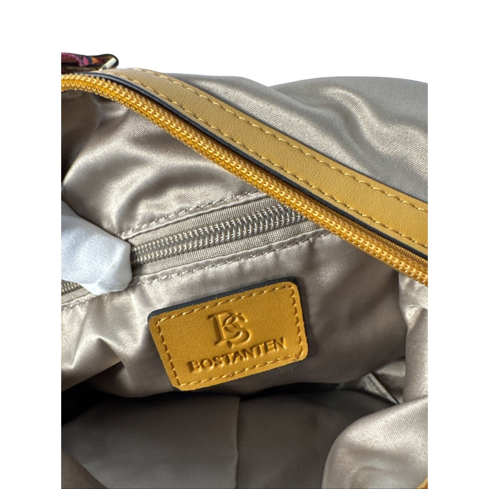 Bostanten Cream & Tan Tote Bag With Colorful Strap & Insert