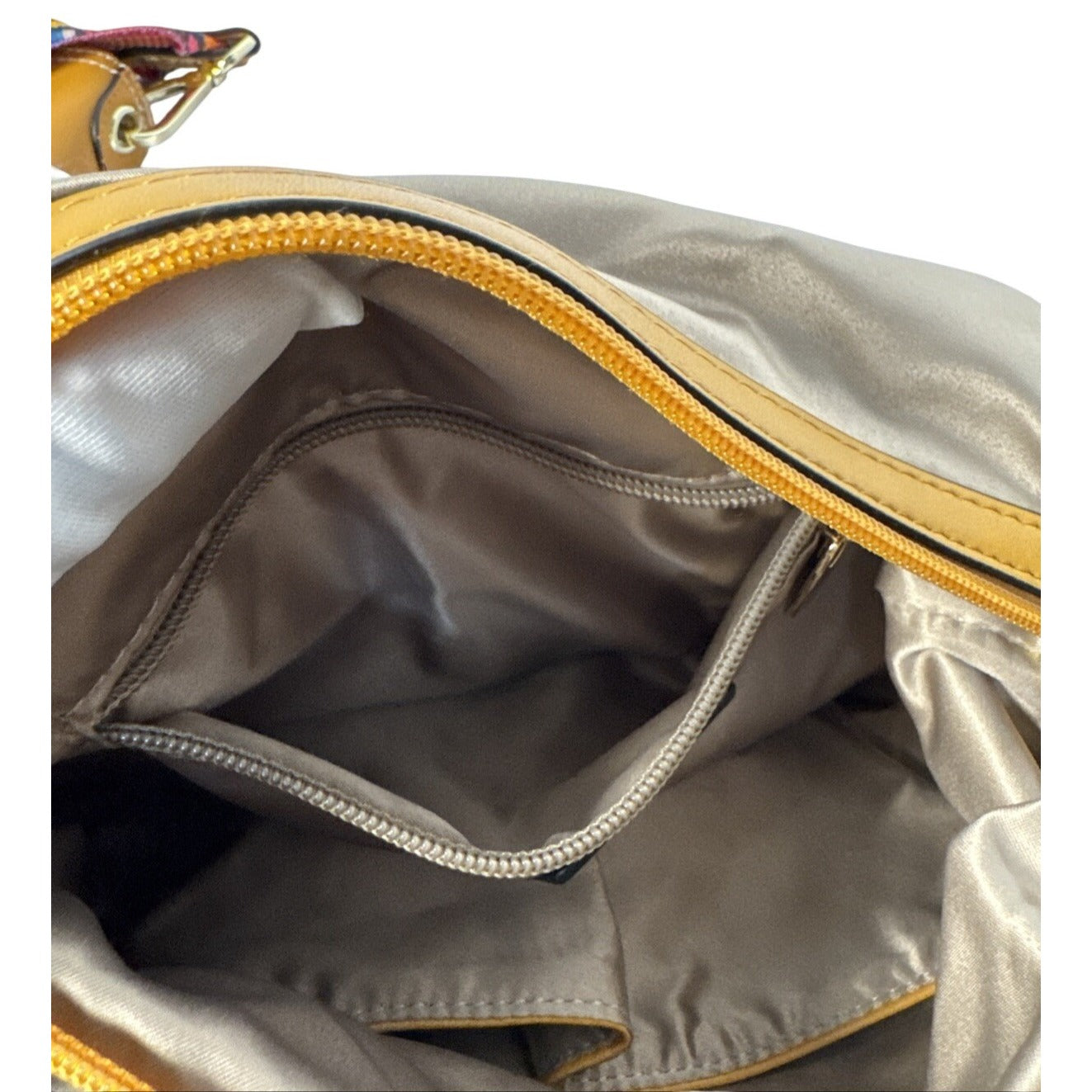 Bostanten Cream & Tan Tote Bag With Colorful Strap & Insert