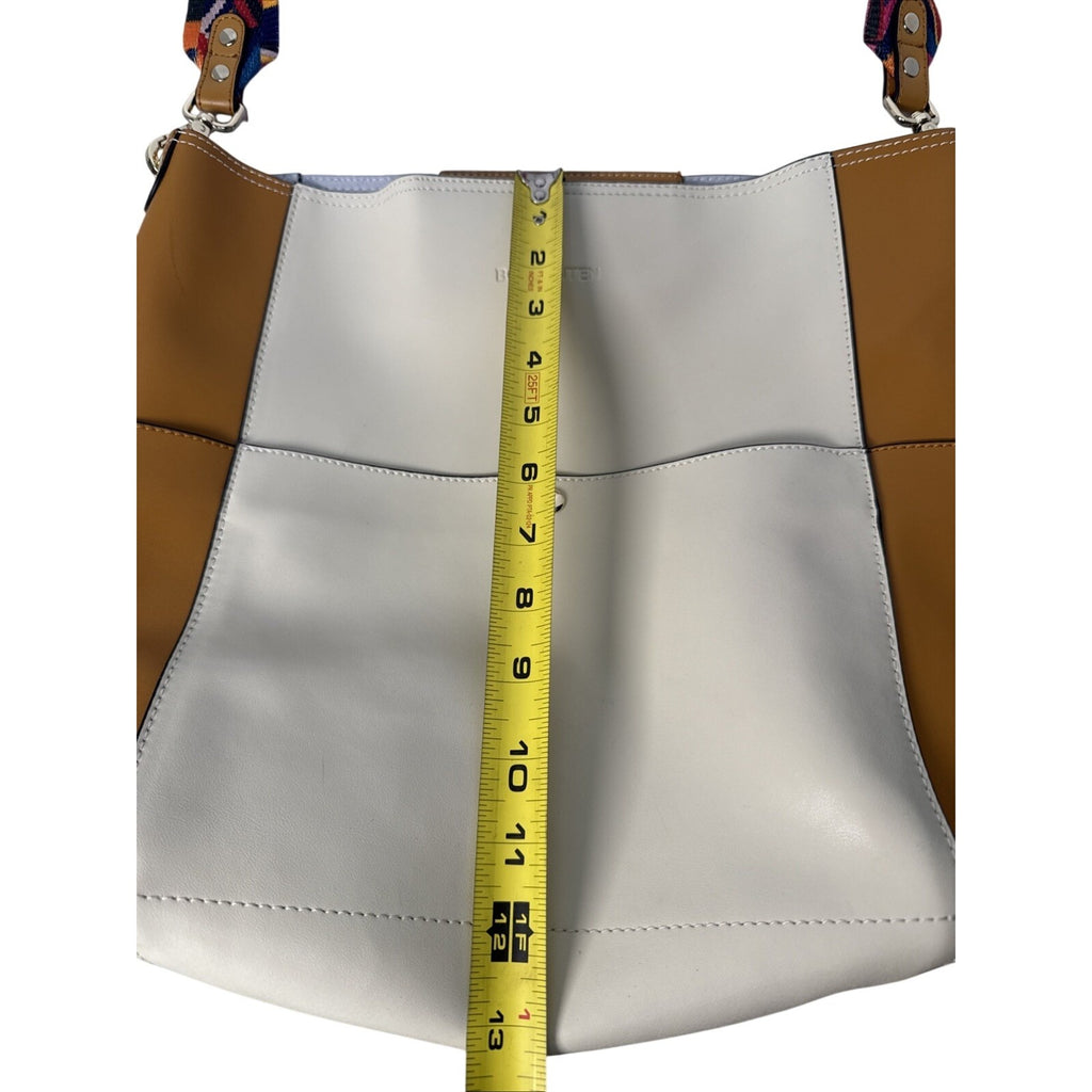 Bostanten Cream & Tan Tote Bag With Colorful Strap & Insert