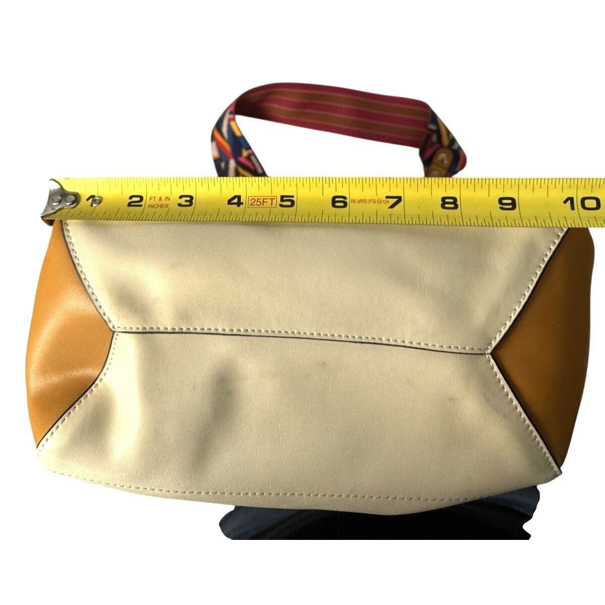 Bostanten Cream & Tan Tote Bag With Colorful Strap & Insert