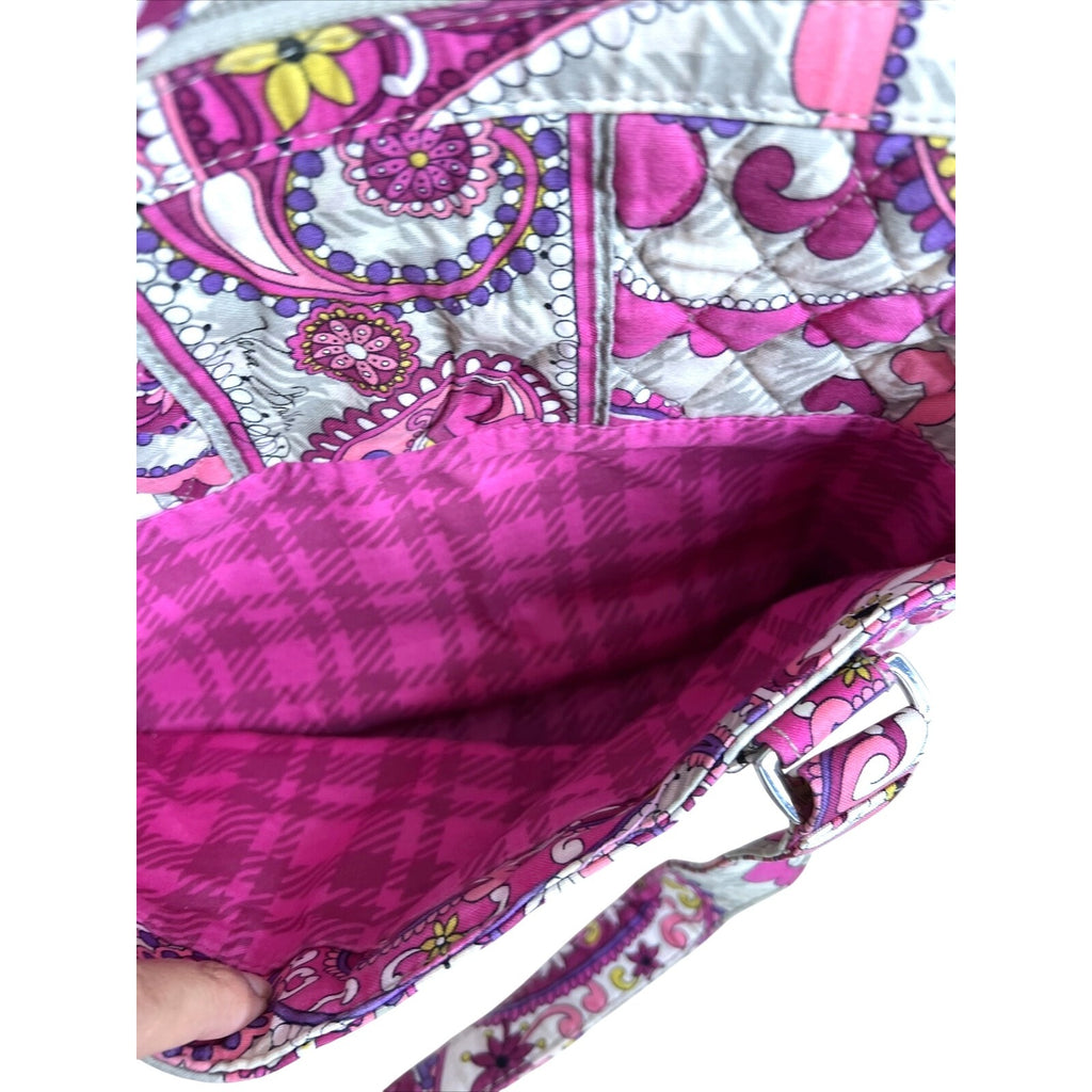 Vera Bradley Pink & Purple Paisley Quilted Tote Bag With Top Zipper Closure