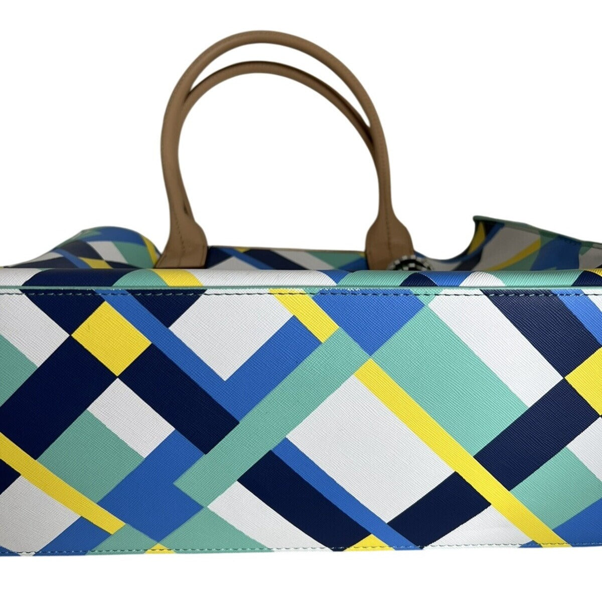 Kate Landry Multicolor Geometric Tote Bag With Tassel Accent & Dual Handles