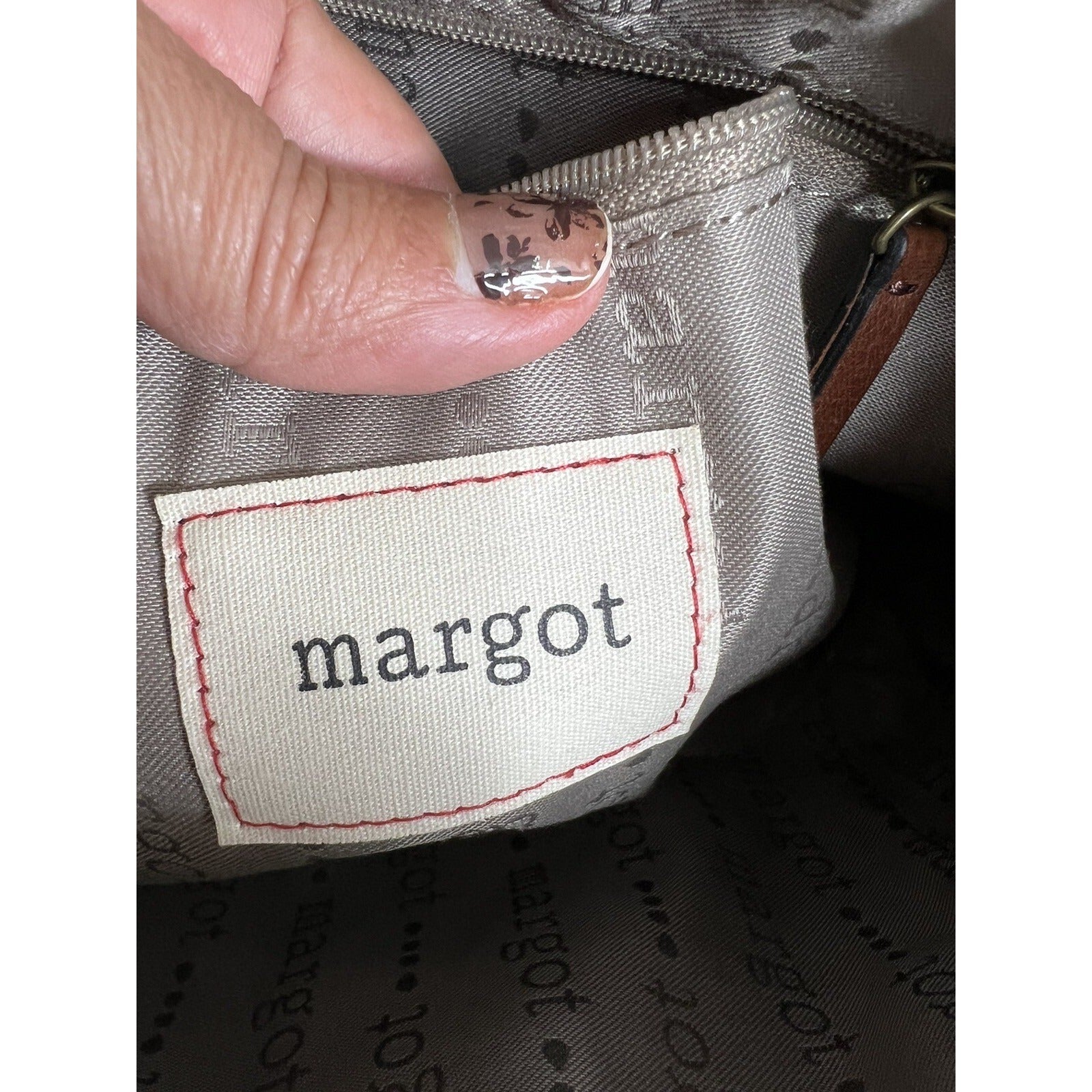 Margot New York Brown Leather Shoulder Bag With Brass Accents