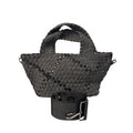 Haute Shore Mark Edge Gray Woven Mini Tote Bag With Top Handles & Detachable Strap
