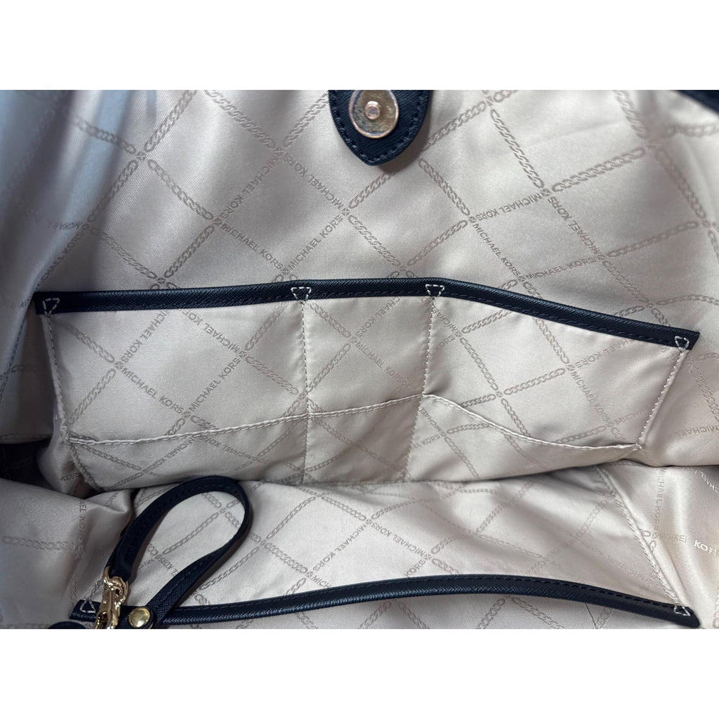 Michael Kors Large Tote Bag Cream & Black With Gold Logo Accents