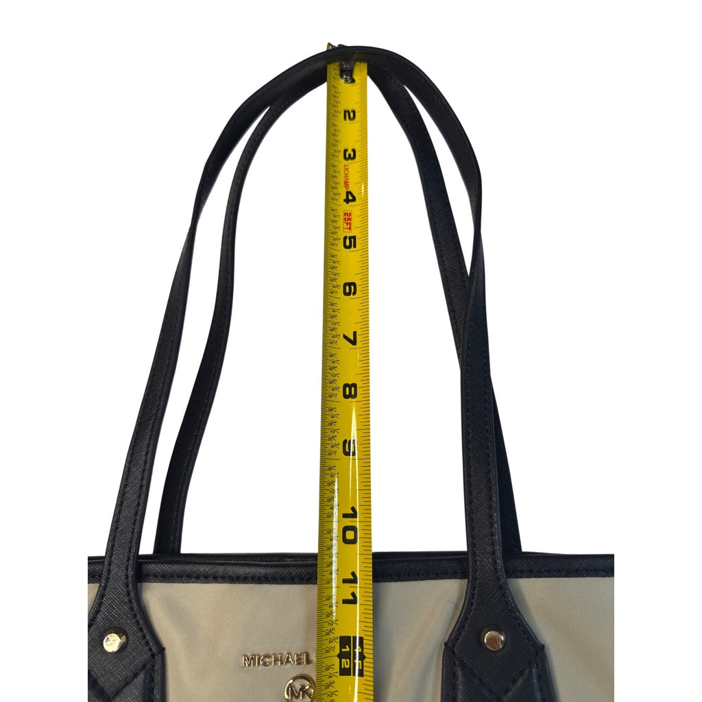Michael Kors Large Tote Bag Cream & Black With Gold Logo Accents