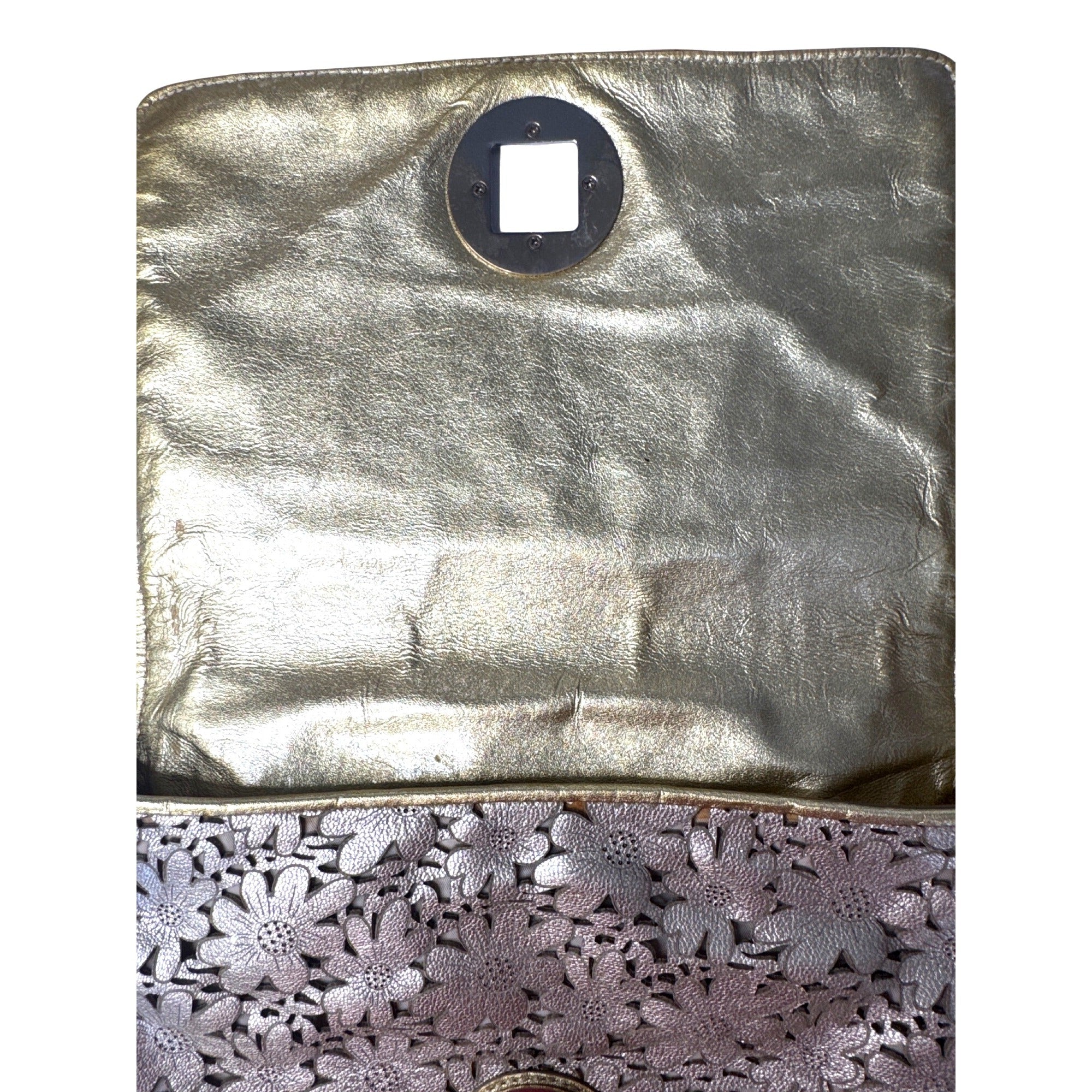 Kate Spade Gold Floral Laser-Cut Leather Crossbody Bag With Chain Strap