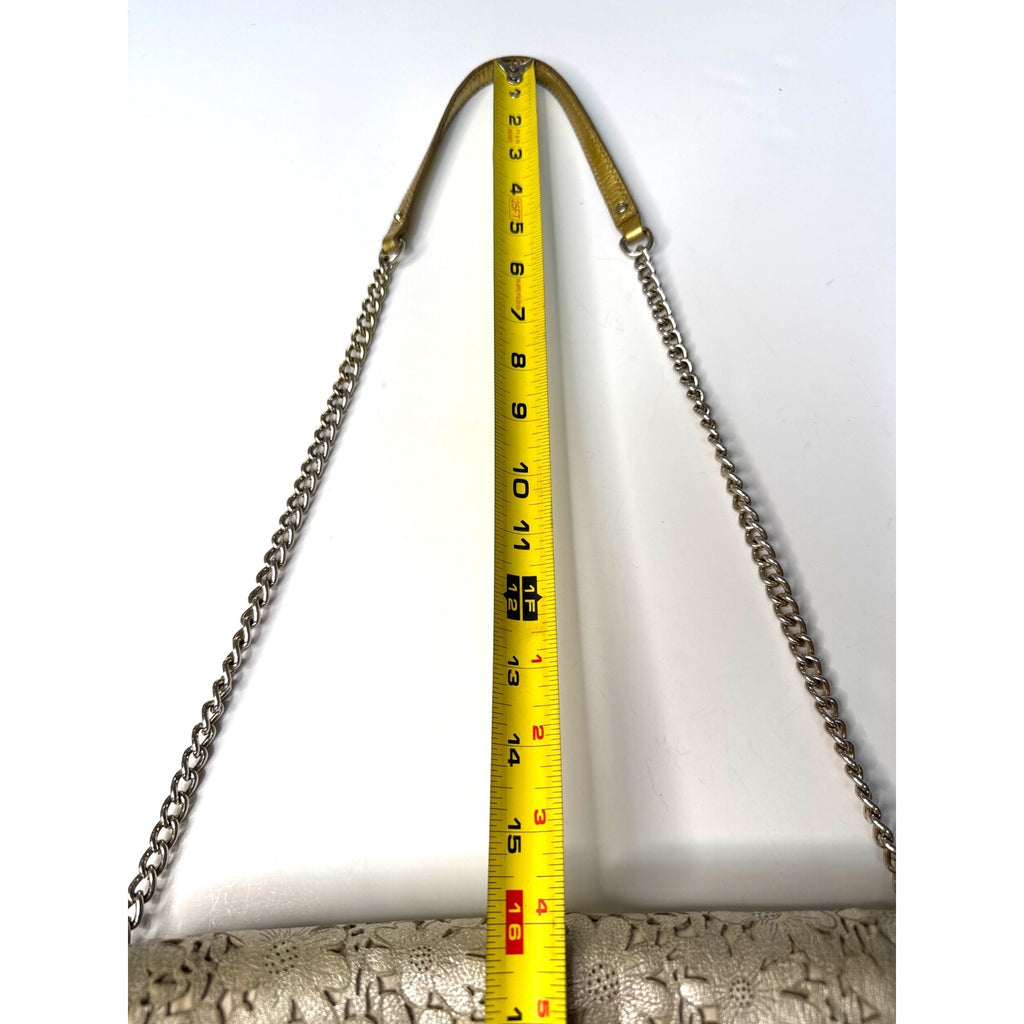 Kate Spade Gold Floral Laser-Cut Leather Crossbody Bag With Chain Strap