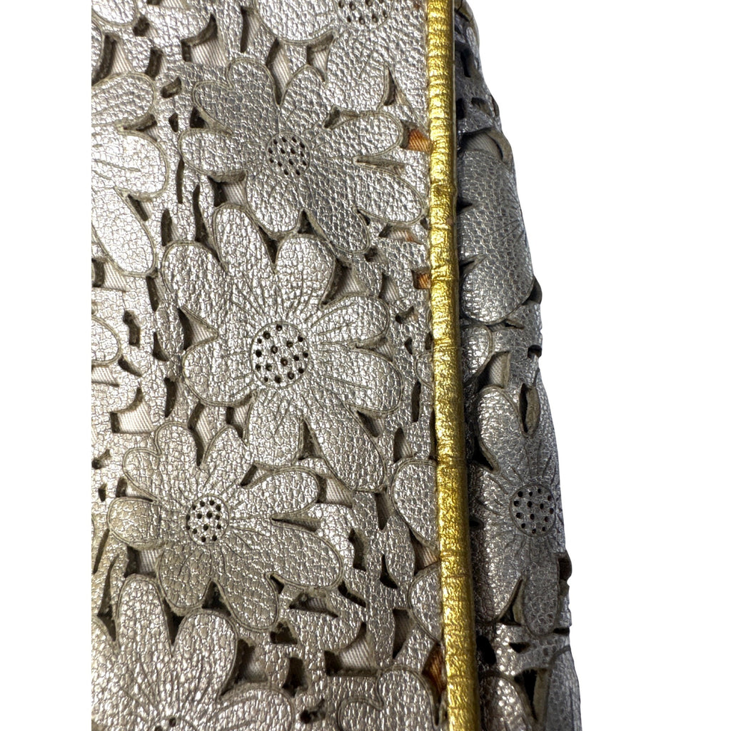 Kate Spade Gold Floral Laser-Cut Leather Crossbody Bag With Chain Strap