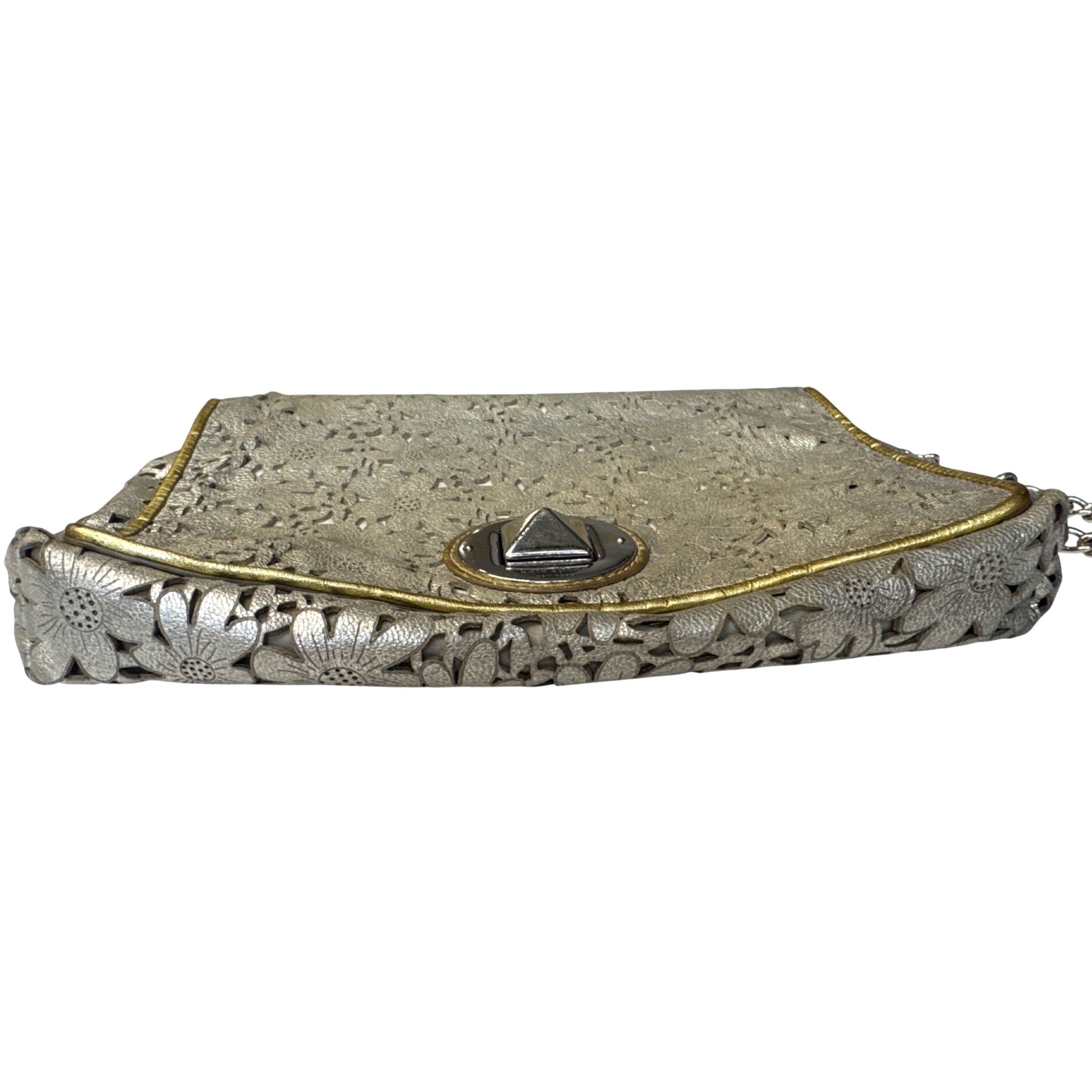 Kate Spade Gold Floral Laser-Cut Leather Crossbody Bag With Chain Strap
