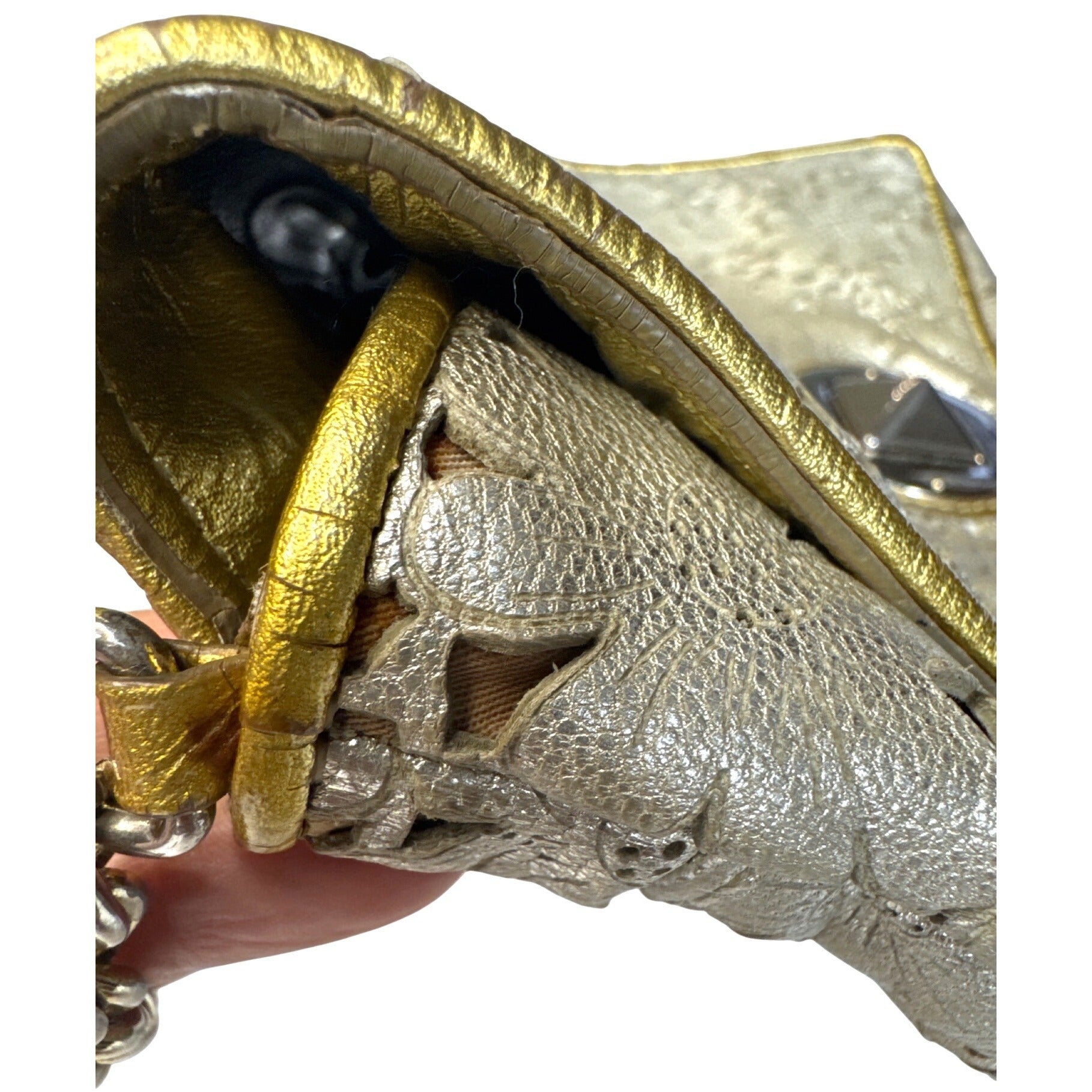 Kate Spade Gold Floral Laser-Cut Leather Crossbody Bag With Chain Strap