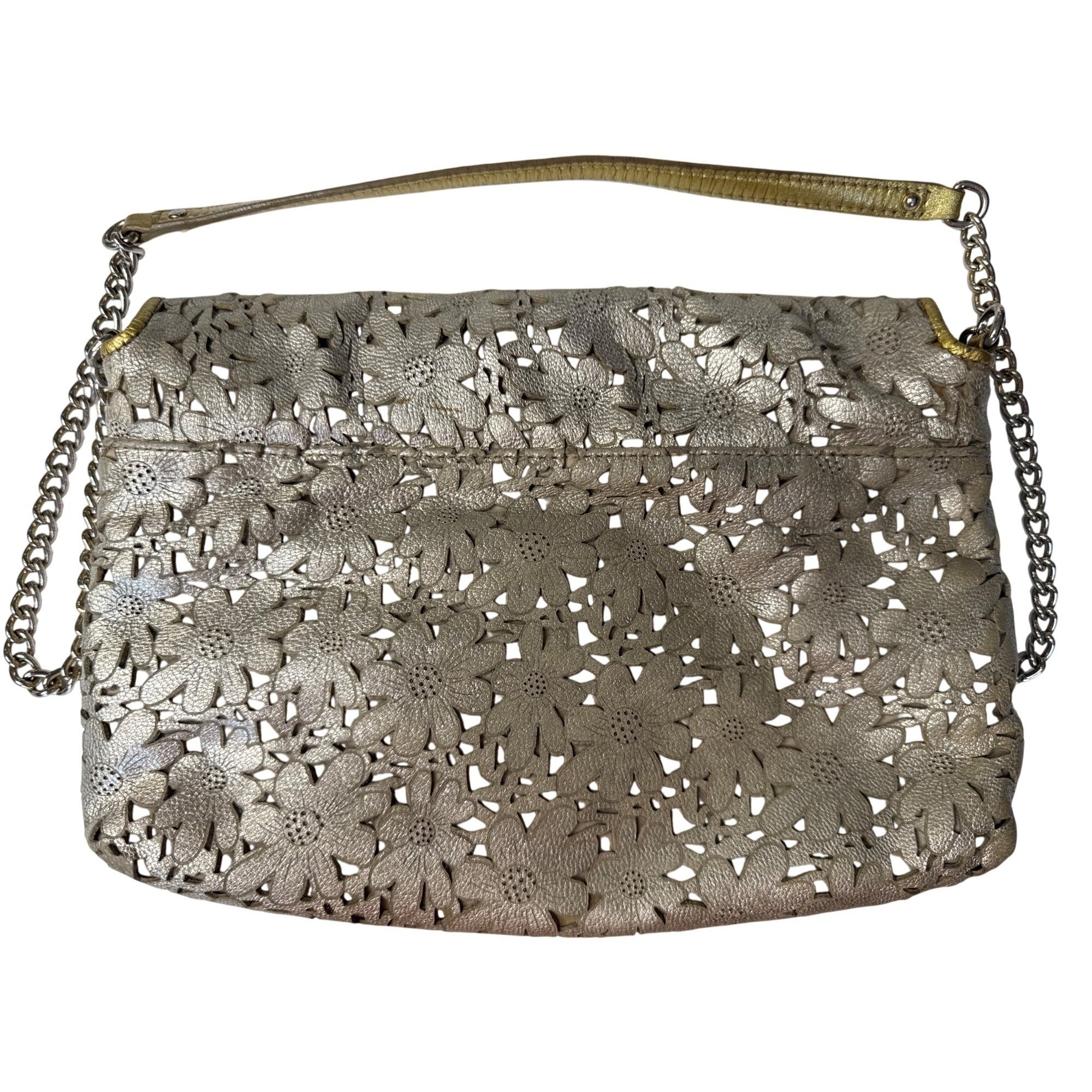 Kate Spade Gold Floral Laser-Cut Leather Crossbody Bag With Chain Strap