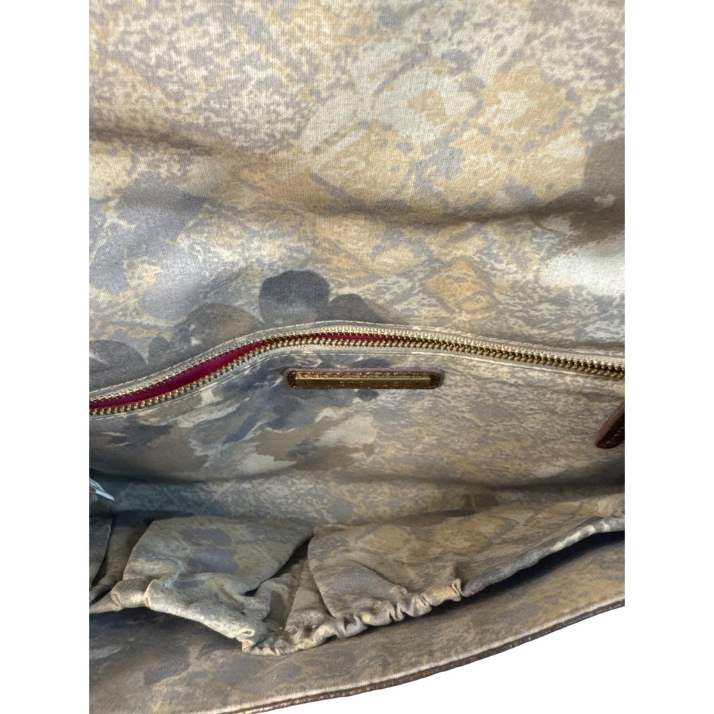 Elliott Lucca Metallic Bronze Woven Leather Chain Clutch Crossbody Bag 11"x7"