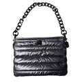 Think Royln Quilted Metallic Black Bum Bag 2.0 With Chain Strap & Zipper Closure For Trendy Everyday Use