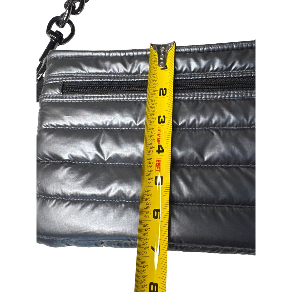 Think Royln Quilted Metallic Black Bum Bag 2.0 With Chain Strap & Zipper Closure For Trendy Everyday Use