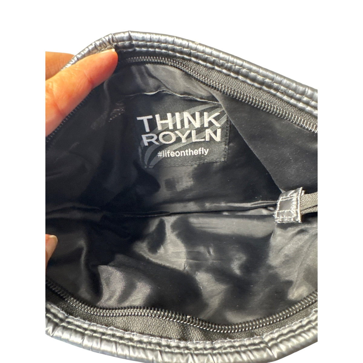 Think Royln Quilted Metallic Black Bum Bag 2.0 With Chain Strap & Zipper Closure For Trendy Everyday Use