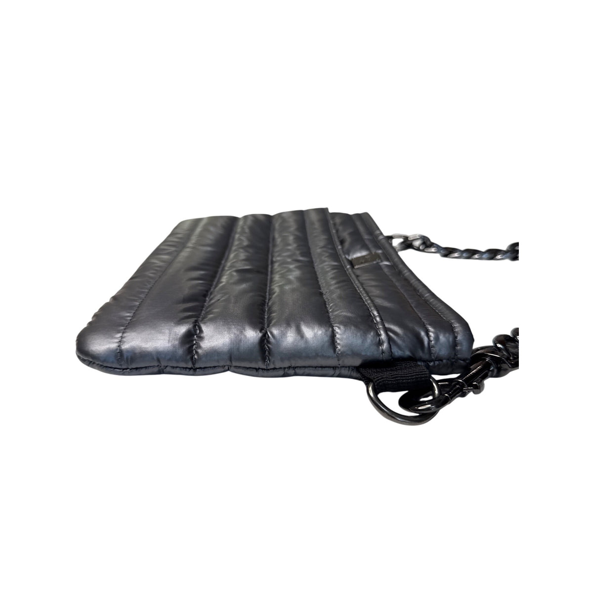 Think Royln Quilted Metallic Black Bum Bag 2.0 With Chain Strap & Zipper Closure For Trendy Everyday Use