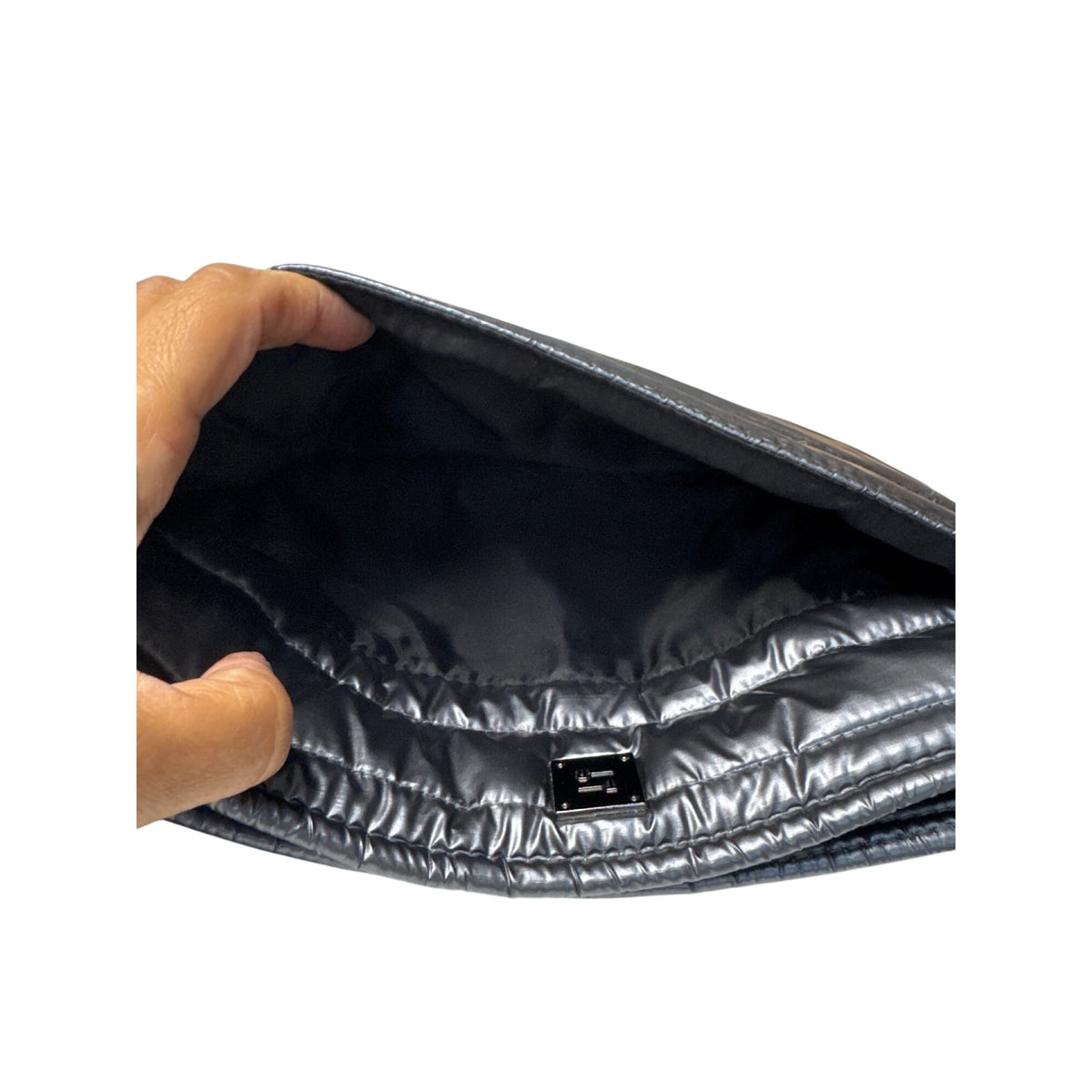 Think Royln Quilted Metallic Black Bum Bag 2.0 With Chain Strap & Zipper Closure For Trendy Everyday Use