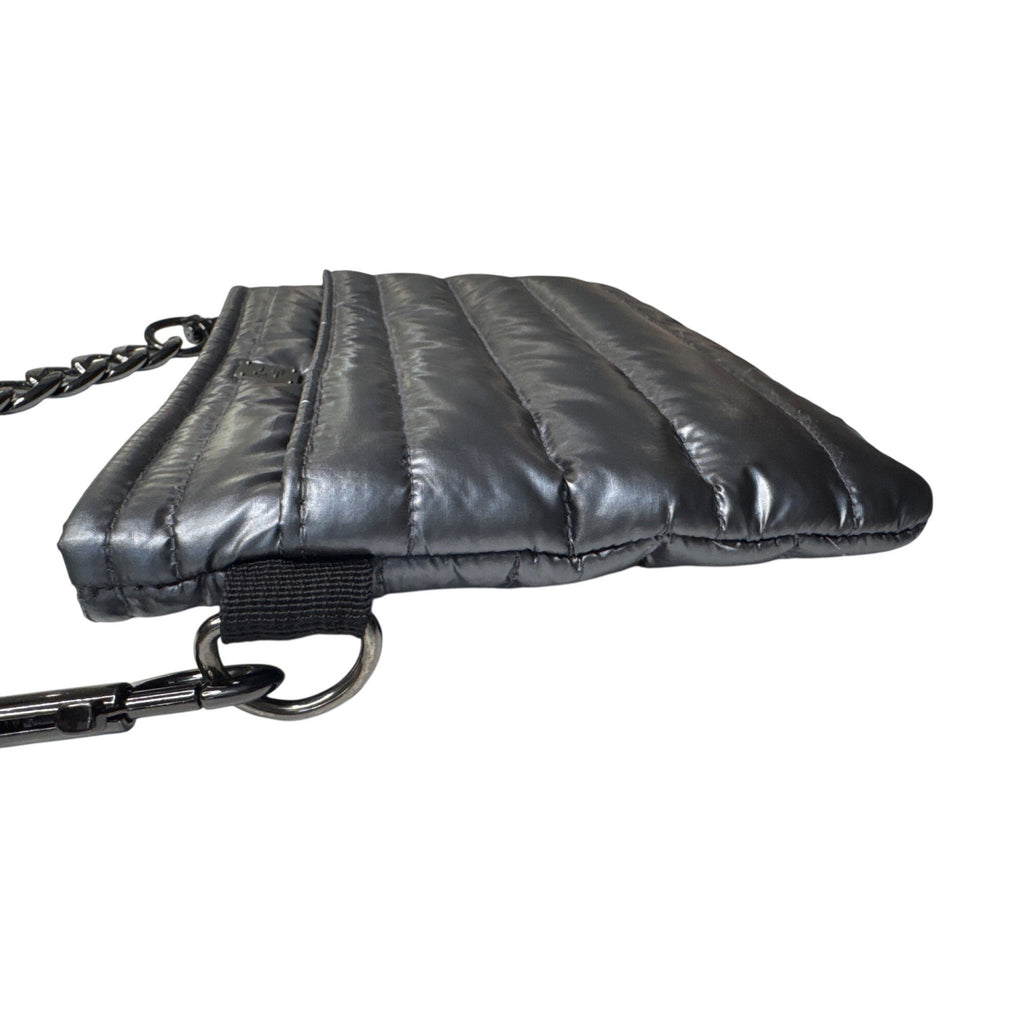 Think Royln Quilted Metallic Black Bum Bag 2.0 With Chain Strap & Zipper Closure For Trendy Everyday Use