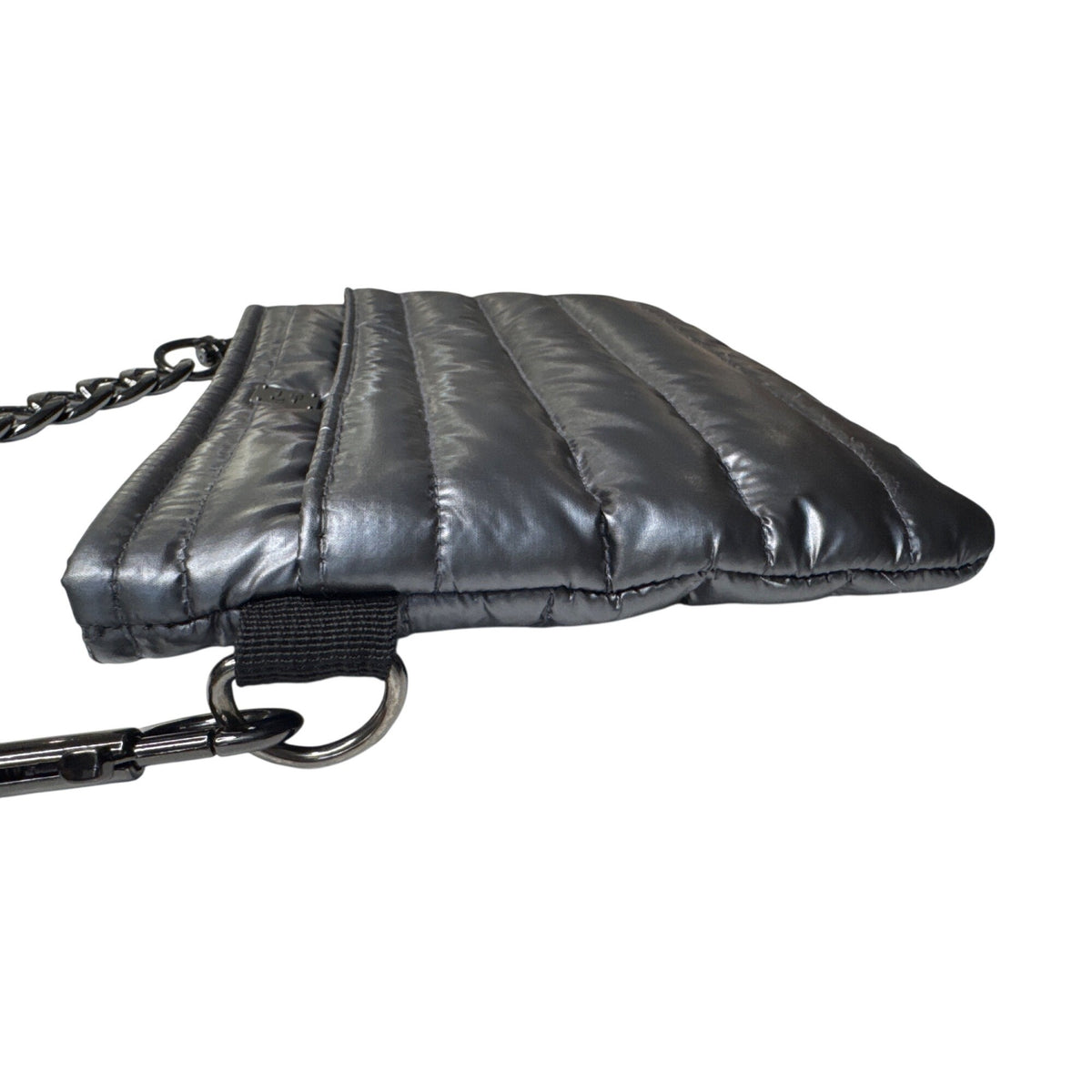 Think Royln Quilted Metallic Black Bum Bag 2.0 With Chain Strap & Zipper Closure For Trendy Everyday Use