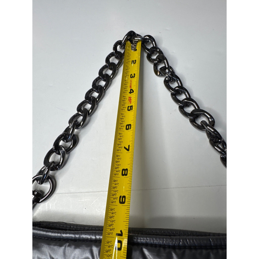 Think Royln Quilted Metallic Black Bum Bag 2.0 With Chain Strap & Zipper Closure For Trendy Everyday Use