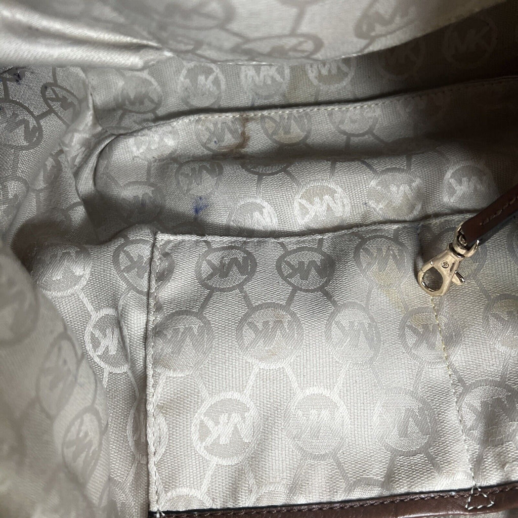 Michael Kors Gold Canvas Bucket Bag With Rope Handles & Gold Accents