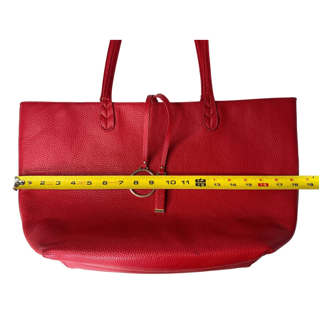 BCBG Paris Red Pebbled Leather Shoulder Bag With Charm & Dust Bag