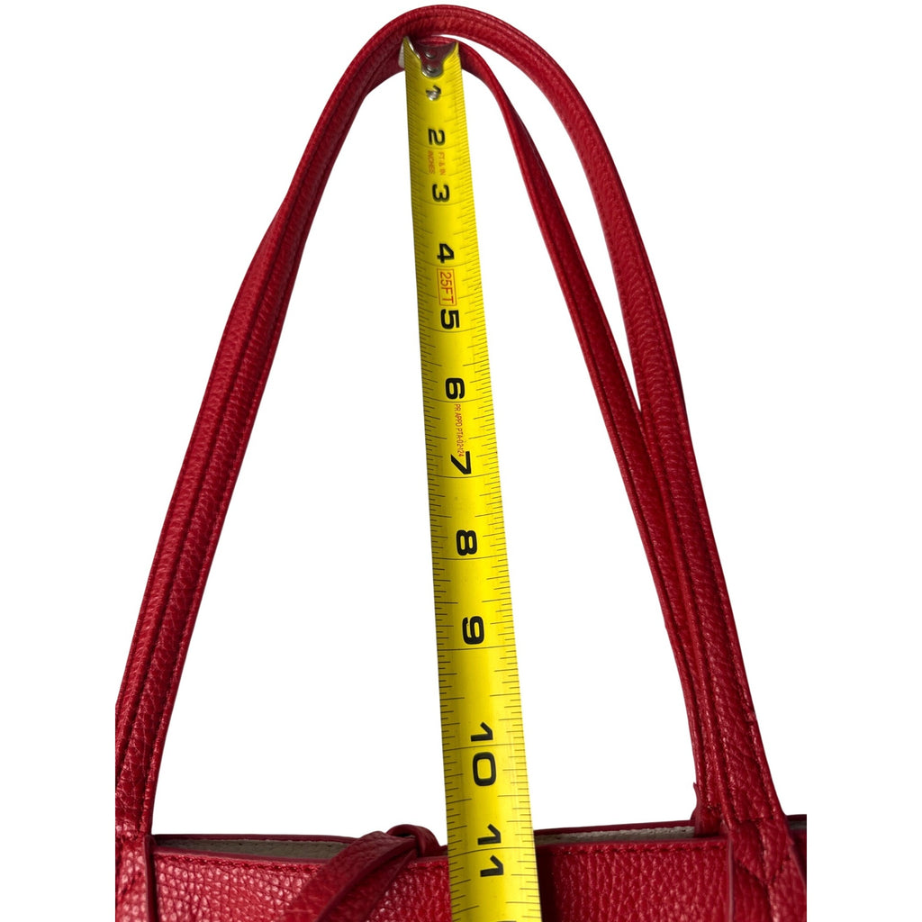 BCBG Paris Red Pebbled Leather Shoulder Bag With Charm & Dust Bag