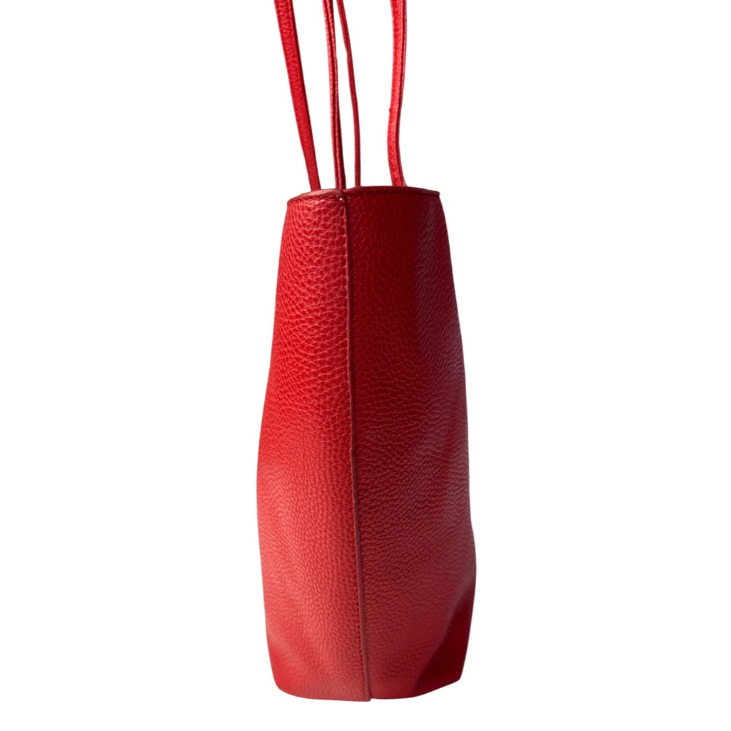 BCBG Paris Red Pebbled Leather Shoulder Bag With Charm & Dust Bag