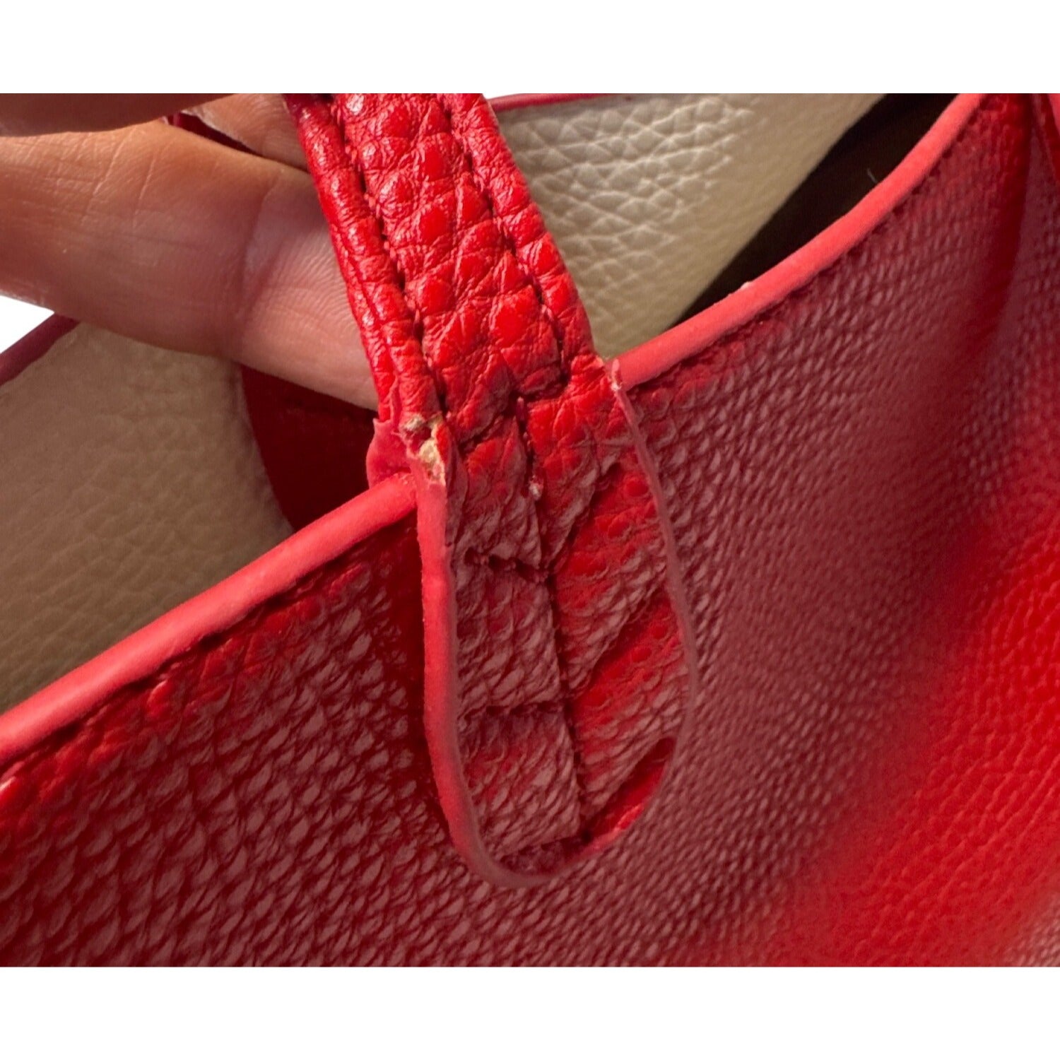 BCBG Paris Red Pebbled Leather Shoulder Bag With Charm & Dust Bag