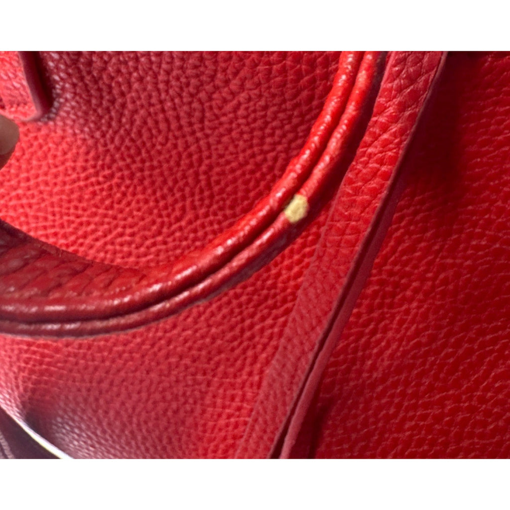 BCBG Paris Red Pebbled Leather Shoulder Bag With Charm & Dust Bag