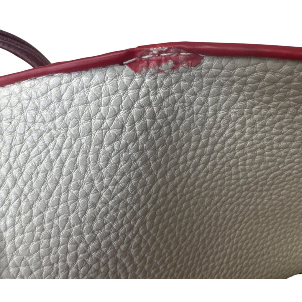 BCBG Paris Red Pebbled Leather Shoulder Bag With Charm & Dust Bag