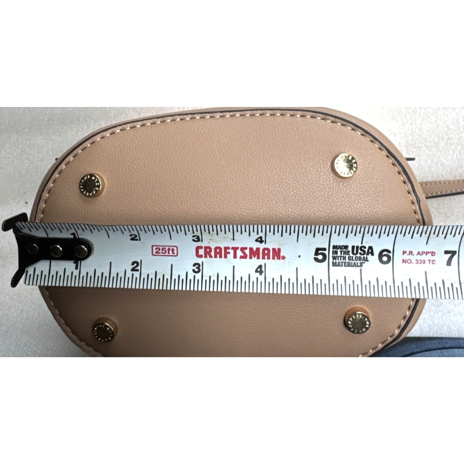 Expressions NYC Beige Faux Leather Crossbody Bag Adjustable Strap Gold-Tone