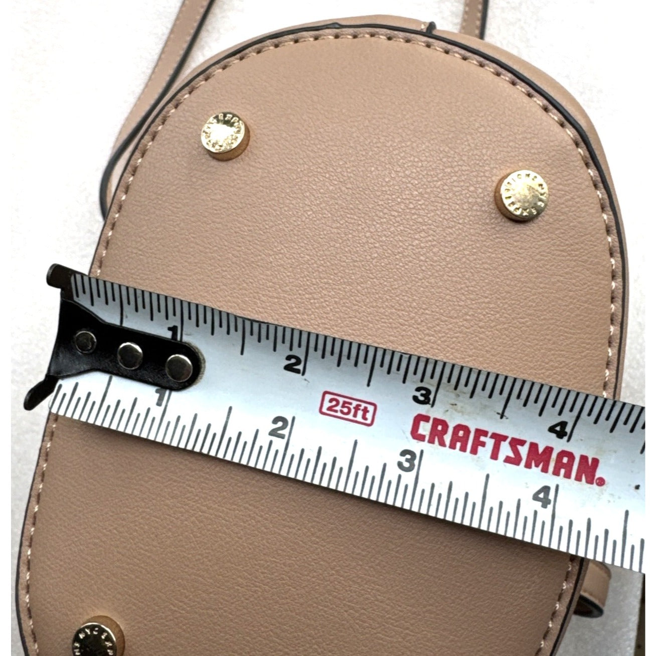 Expressions NYC Beige Faux Leather Crossbody Bag Adjustable Strap Gold-Tone