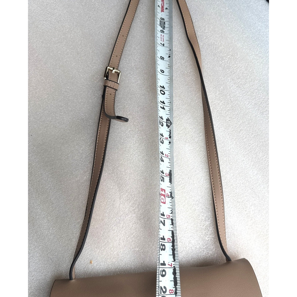 Expressions NYC Beige Faux Leather Crossbody Bag Adjustable Strap Gold-Tone