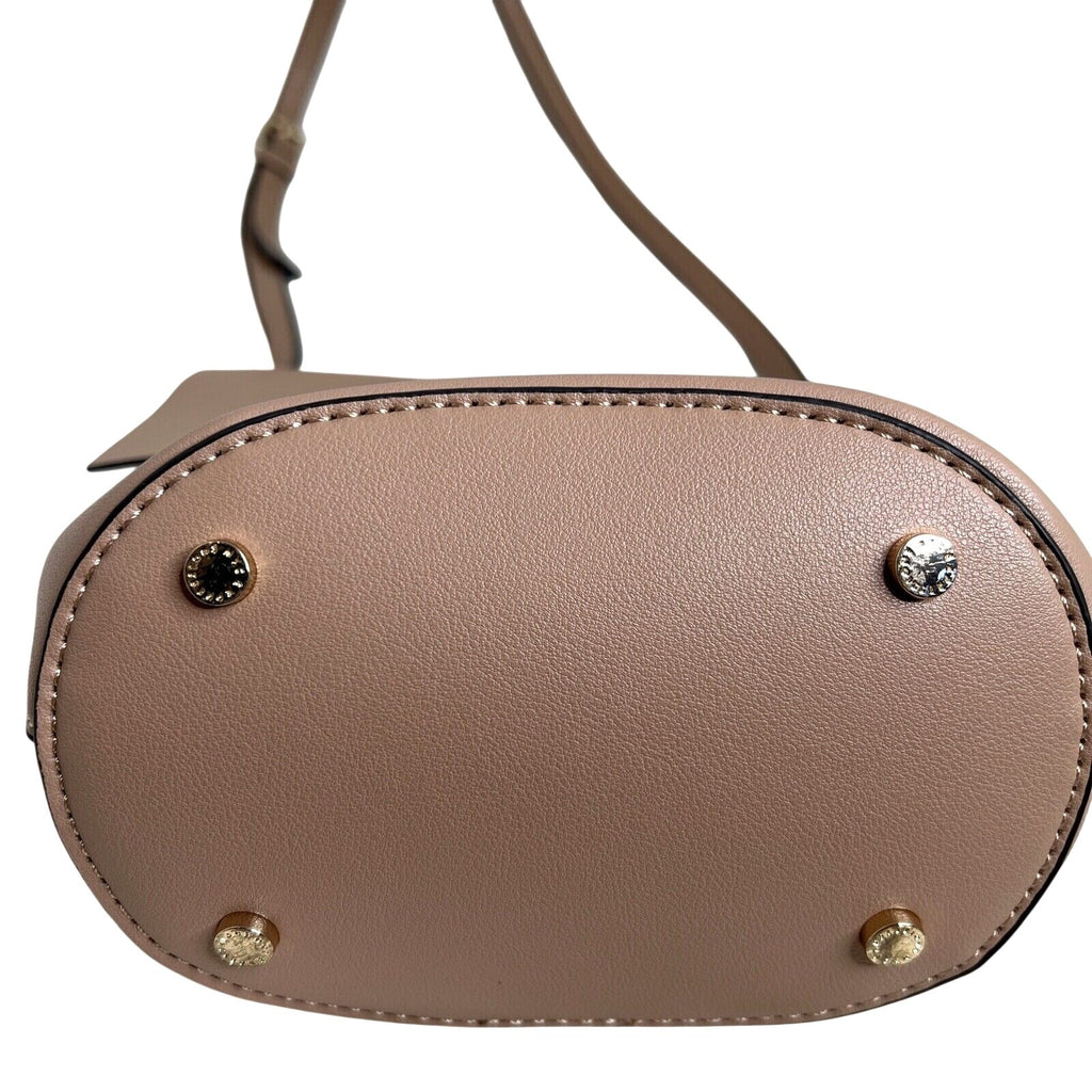 Expressions NYC Beige Faux Leather Crossbody Bag Adjustable Strap Gold-Tone