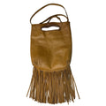 Jennifer Haley Tan Leather Fringe Crossbody Tote With Inner Pockets