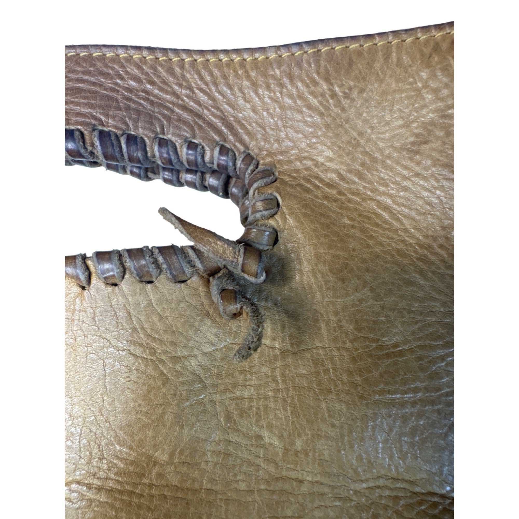 Jennifer Haley Tan Leather Fringe Crossbody Tote With Inner Pockets