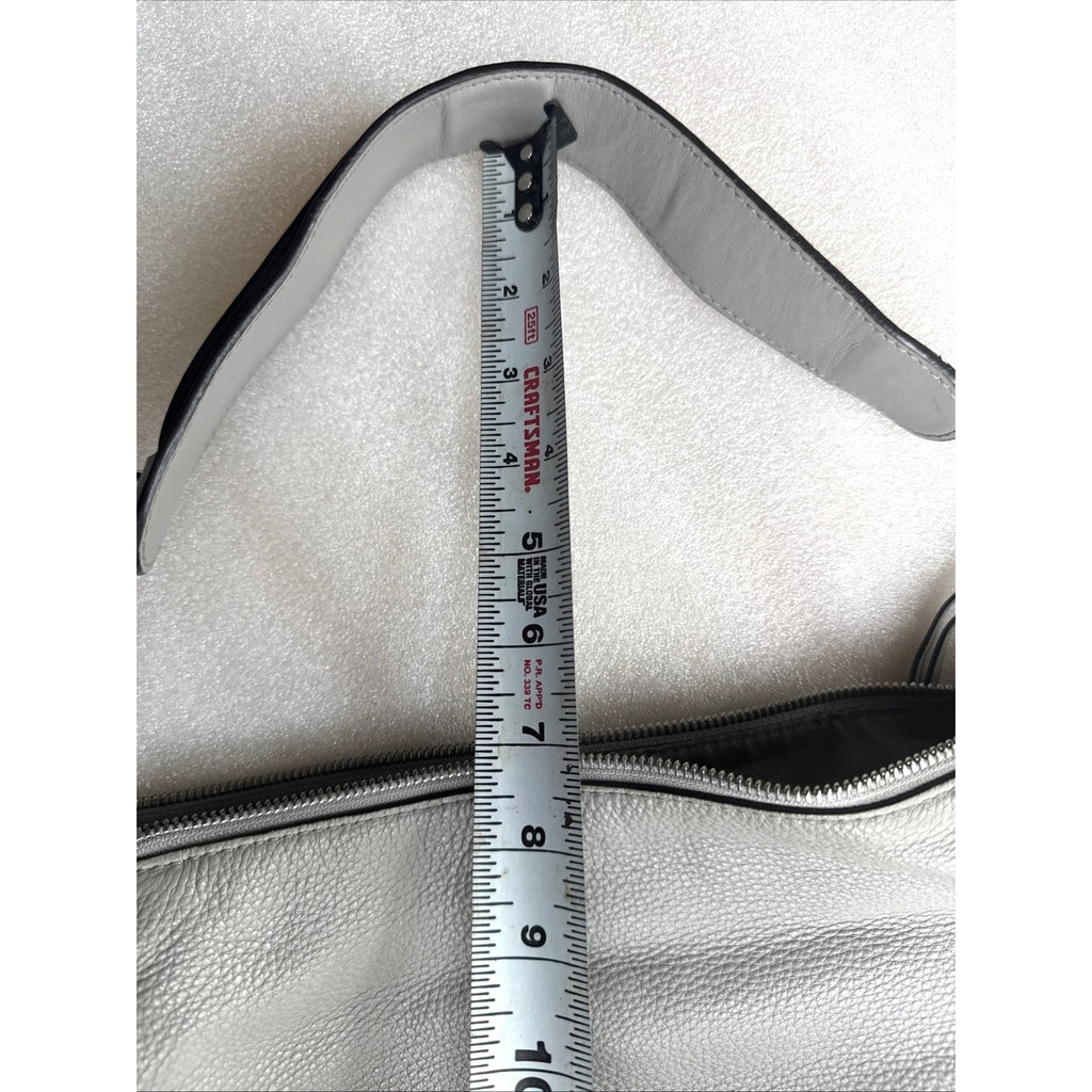 Michael Kors Gray Leather Hobo Bag With Adjustable Strap & Metal Feet
