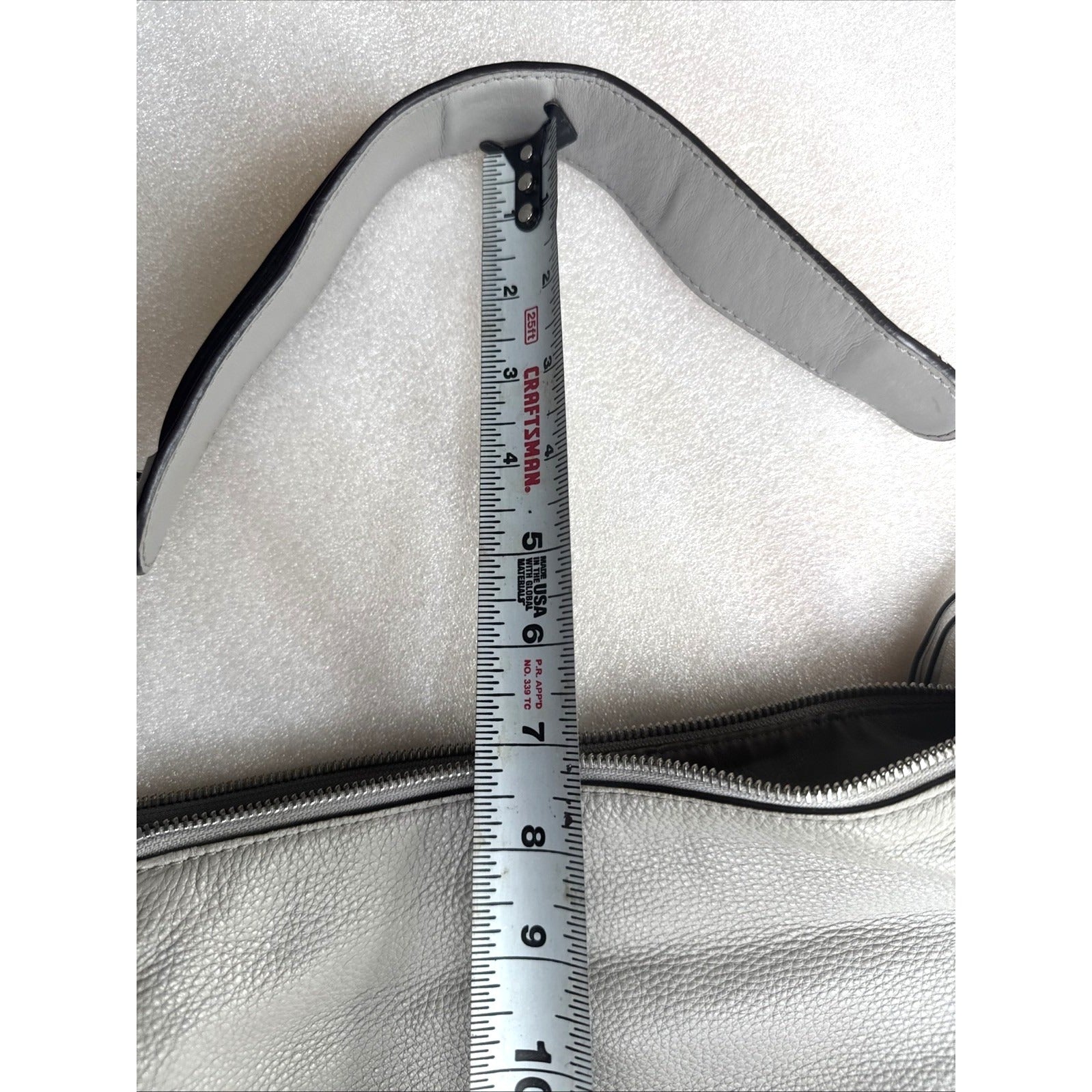 Michael Kors Gray Leather Hobo Bag With Adjustable Strap & Metal Feet