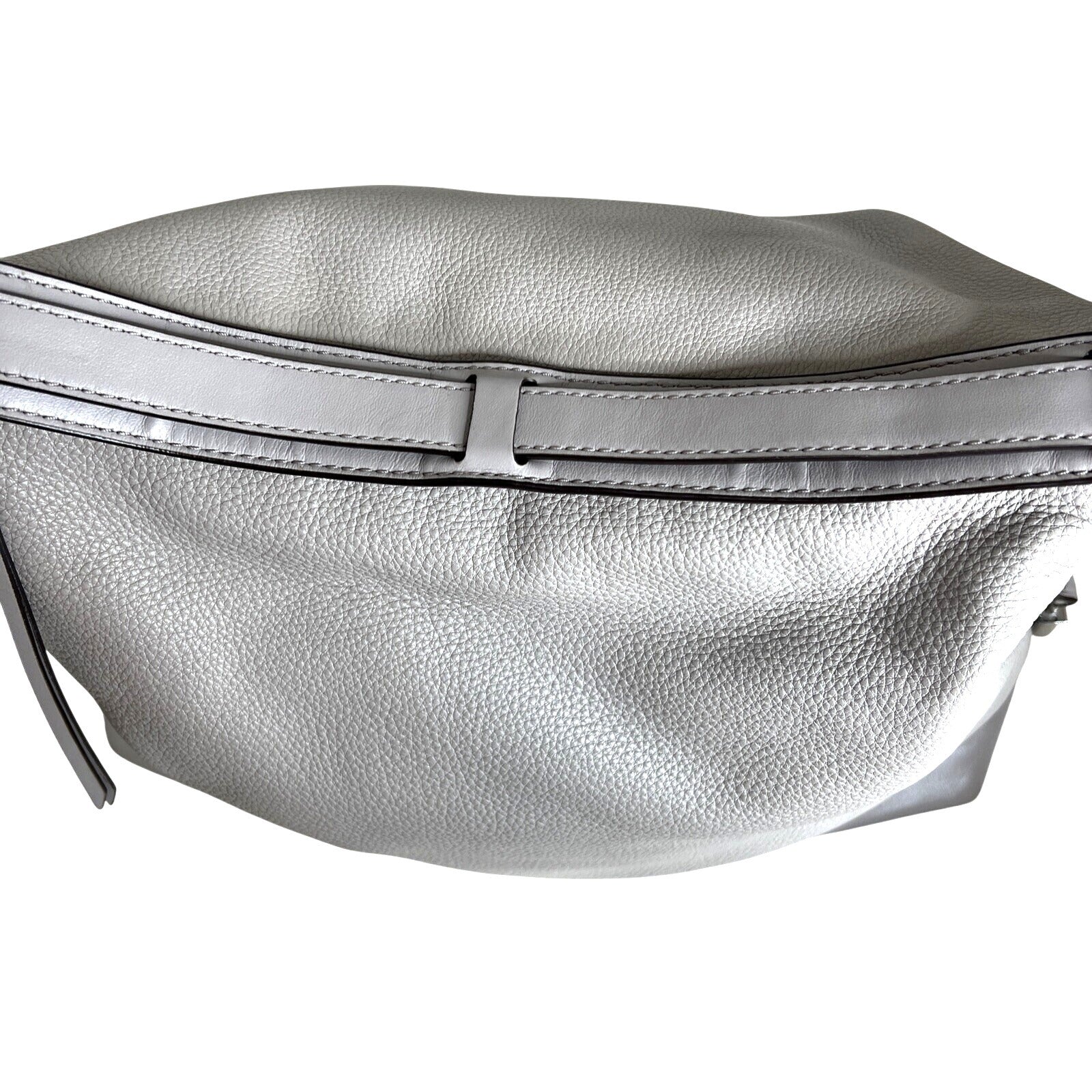 Michael Kors Gray Leather Hobo Bag With Adjustable Strap & Metal Feet
