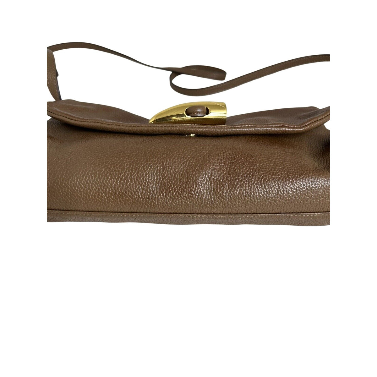 DKNY Brown Pebbled Leather Crossbody Bag With Gold Closure & Adjustable Strap