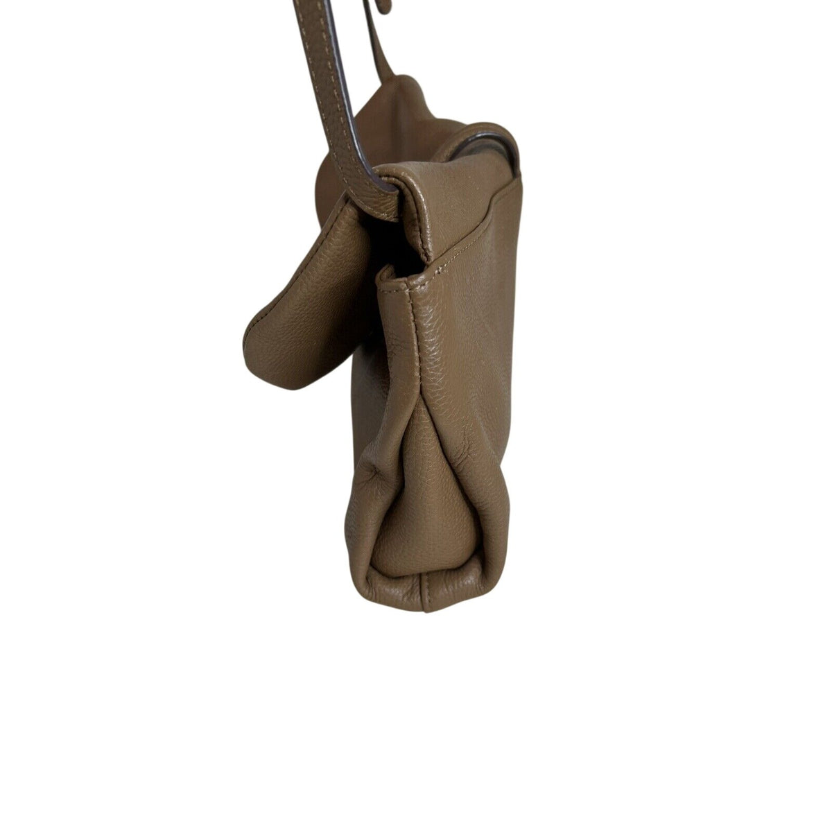 DKNY Brown Pebbled Leather Crossbody Bag With Gold Closure & Adjustable Strap