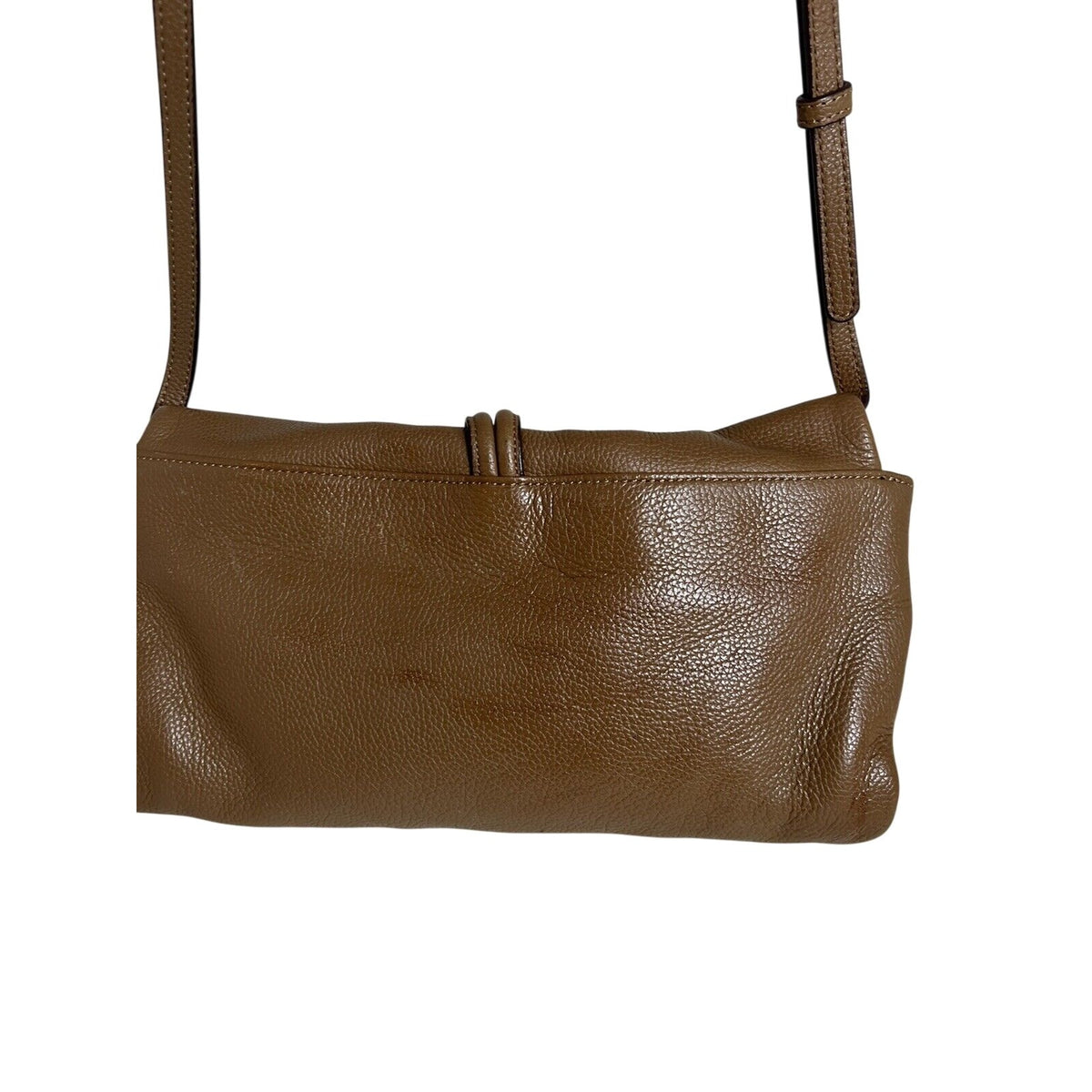 DKNY Brown Pebbled Leather Crossbody Bag With Gold Closure & Adjustable Strap
