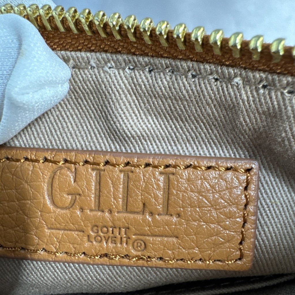 Gili Brown Pebble Leather Crossbody Bag With Front Flap & Adjustable Strap