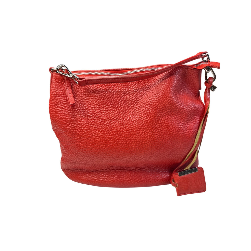 Gianni Chiarini Red Leather Shoulder Bag With Zipper & Detachable Strap - Chic Everyday Style