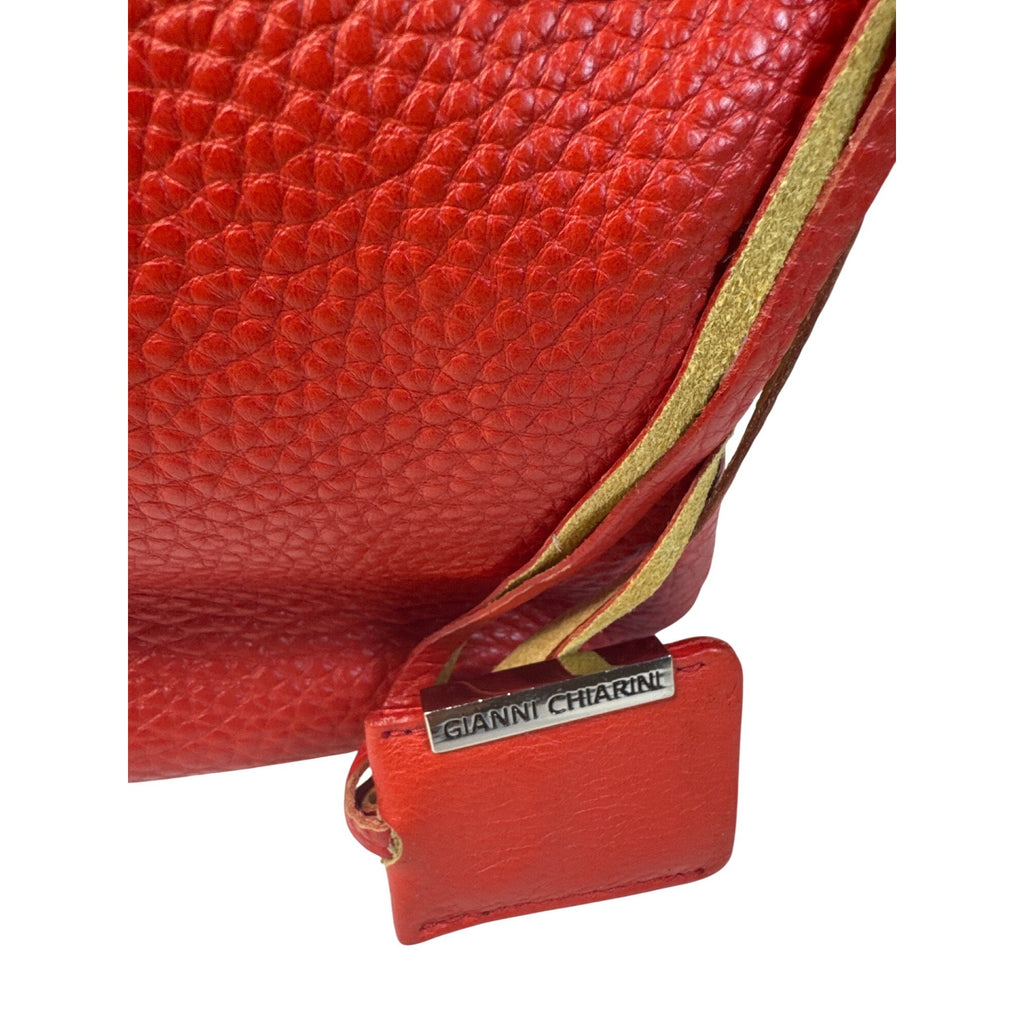 Gianni Chiarini Red Leather Shoulder Bag With Zipper & Detachable Strap - Chic Everyday Style