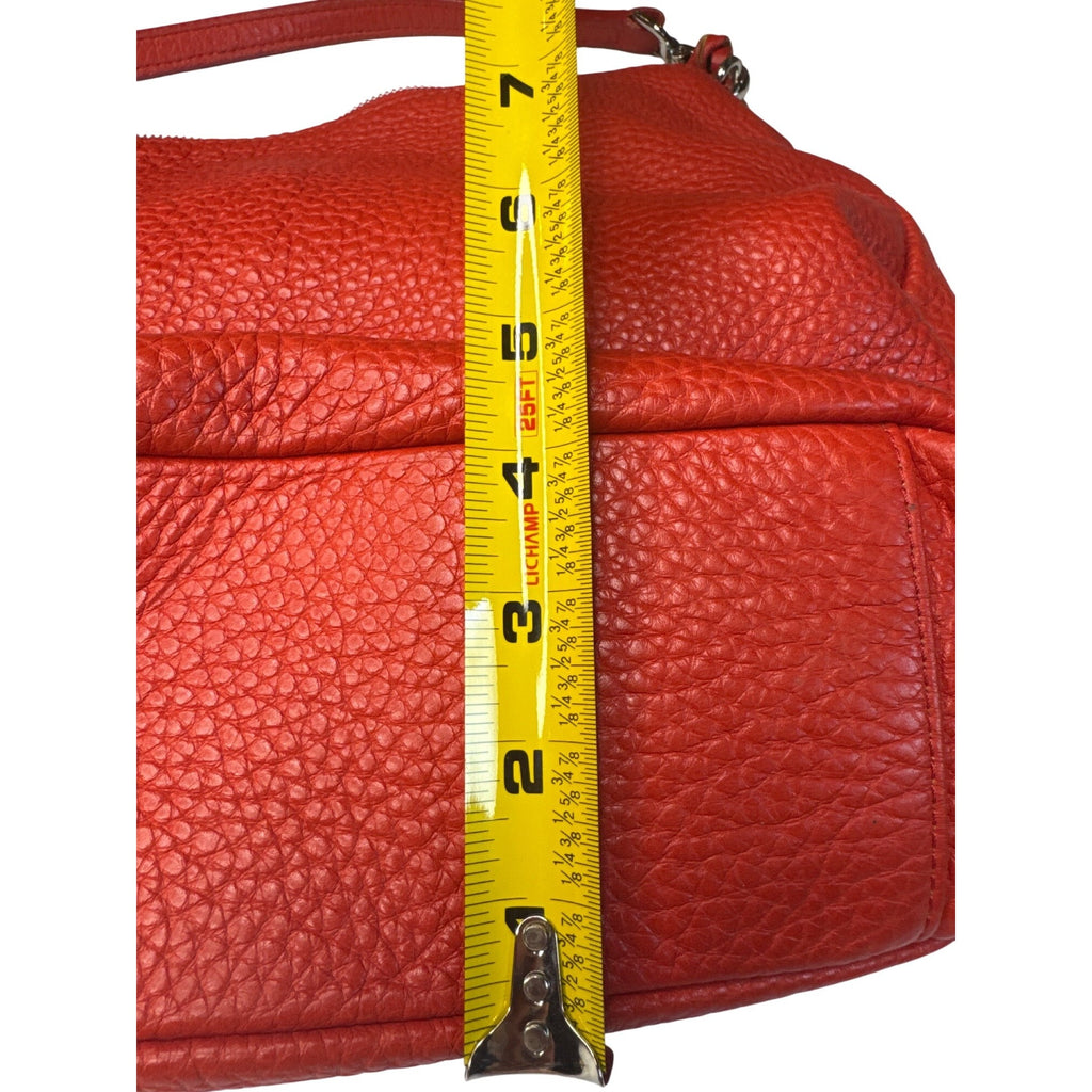 Gianni Chiarini Red Leather Shoulder Bag With Zipper & Detachable Strap - Chic Everyday Style
