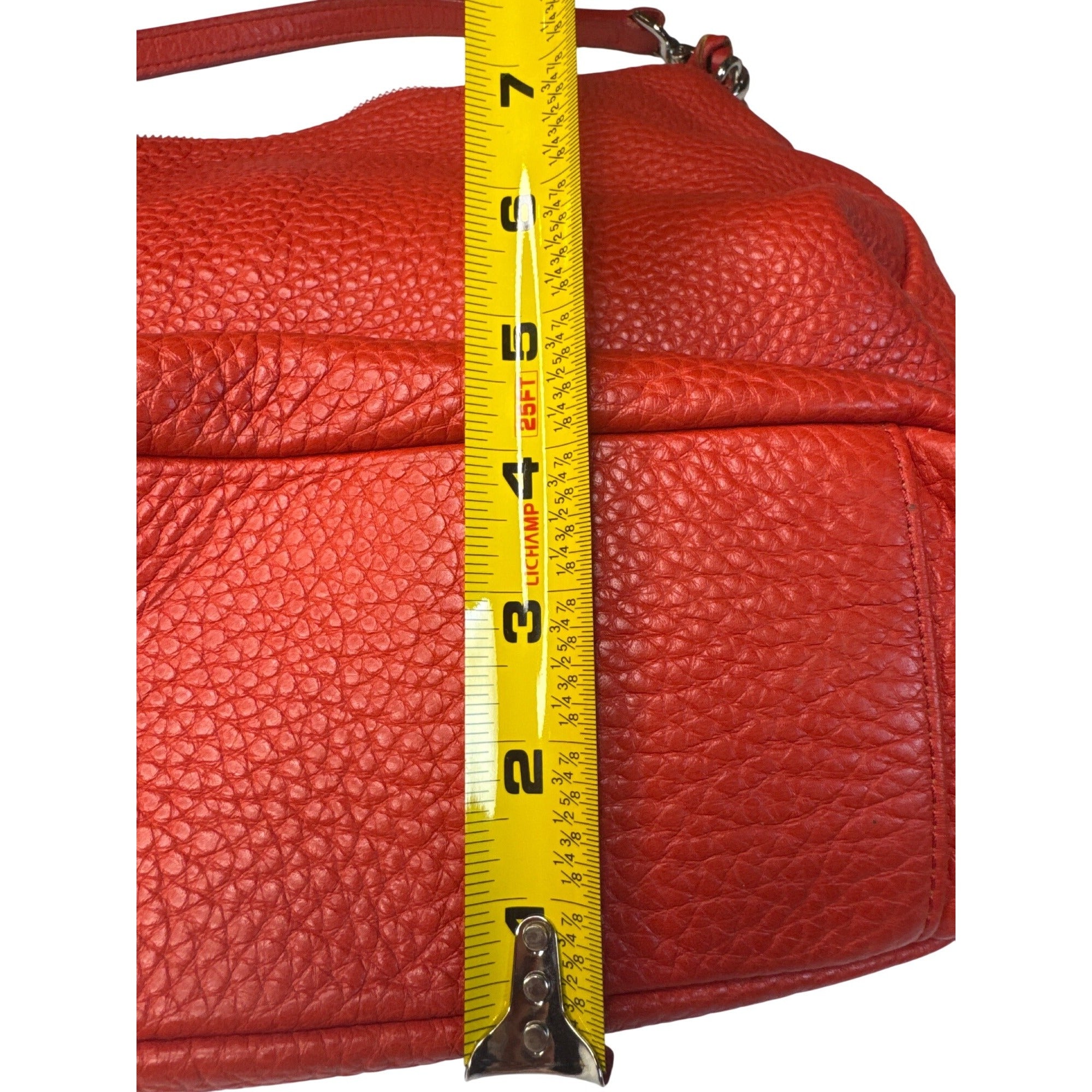 Gianni Chiarini Red Leather Shoulder Bag With Zipper & Detachable Strap - Chic Everyday Style