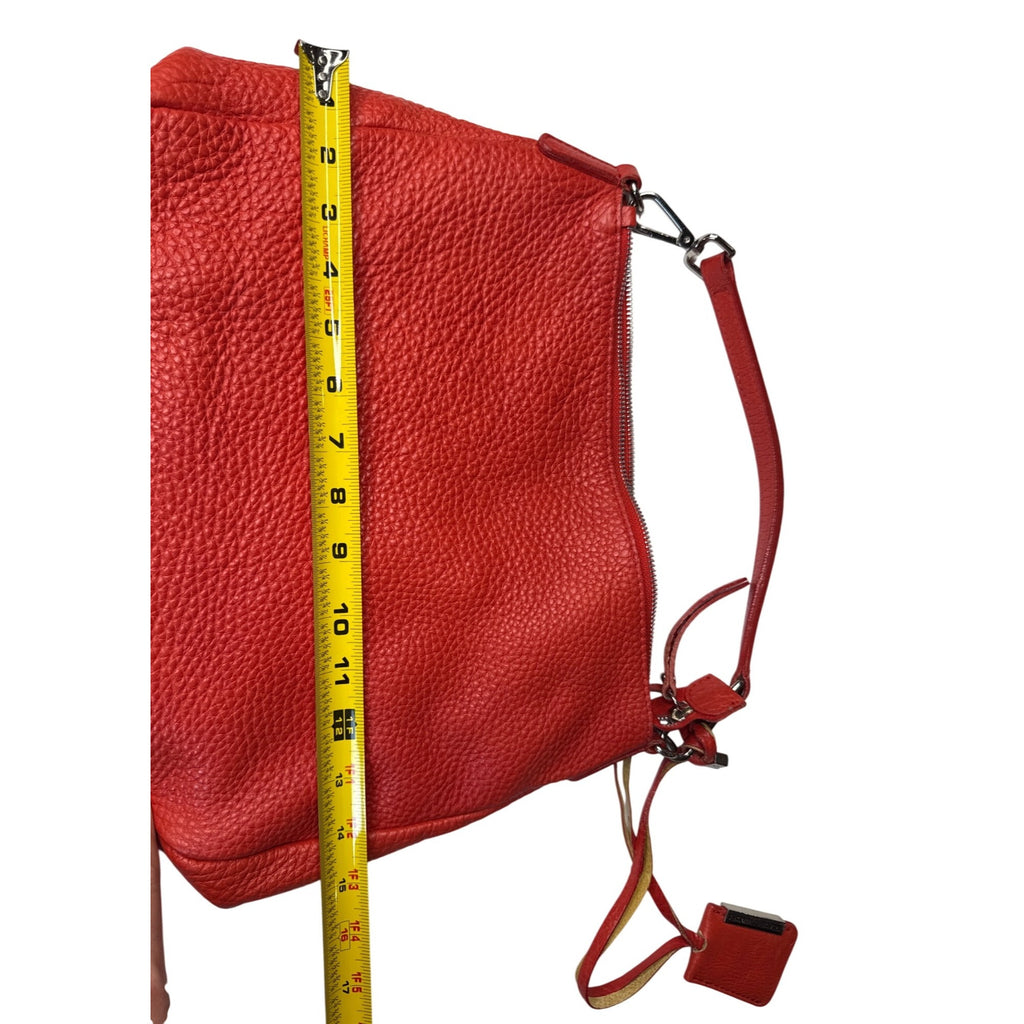 Gianni Chiarini Red Leather Shoulder Bag With Zipper & Detachable Strap - Chic Everyday Style
